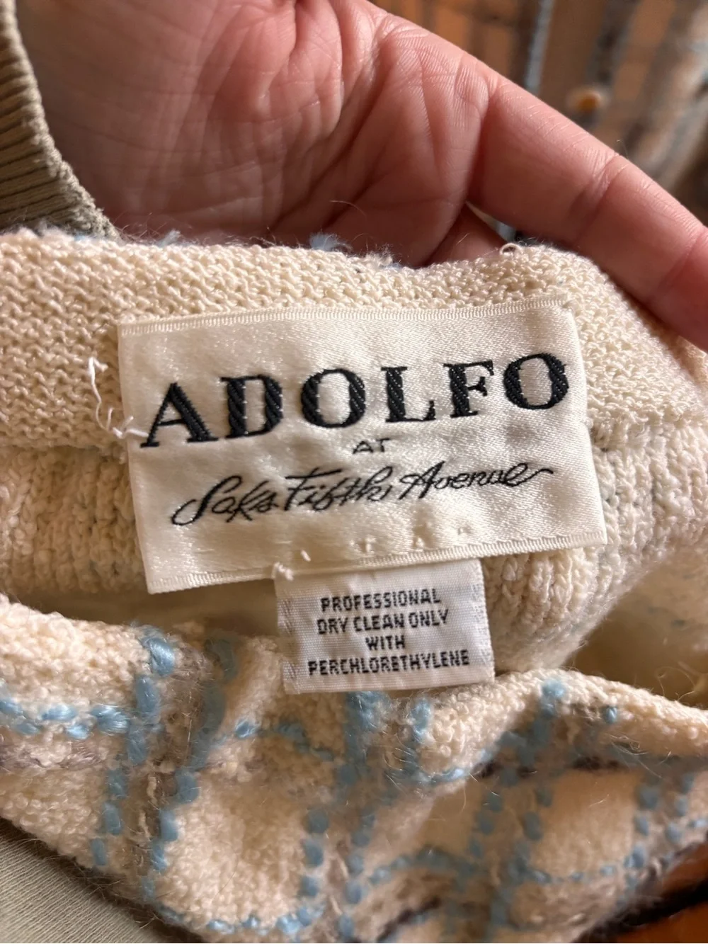 Vintage Adolfo Saks 2 Piece Wool Boucle Suit Set Plaid Skirt Jacket ILGWU USA
